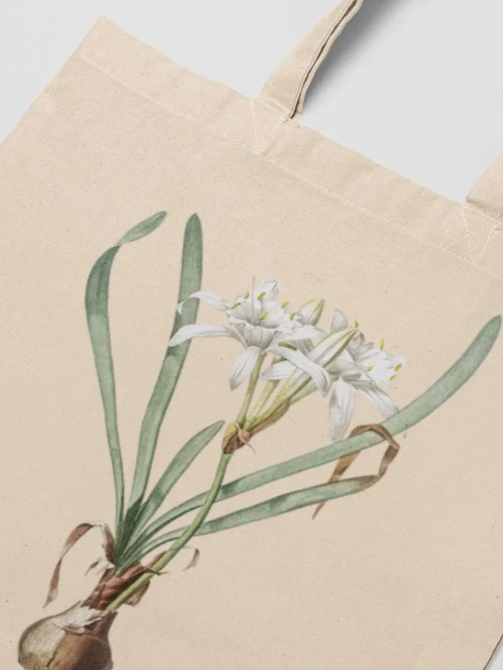 Sea Daffodil Vintage Floral Print Graphic Canvas Tote Bag
